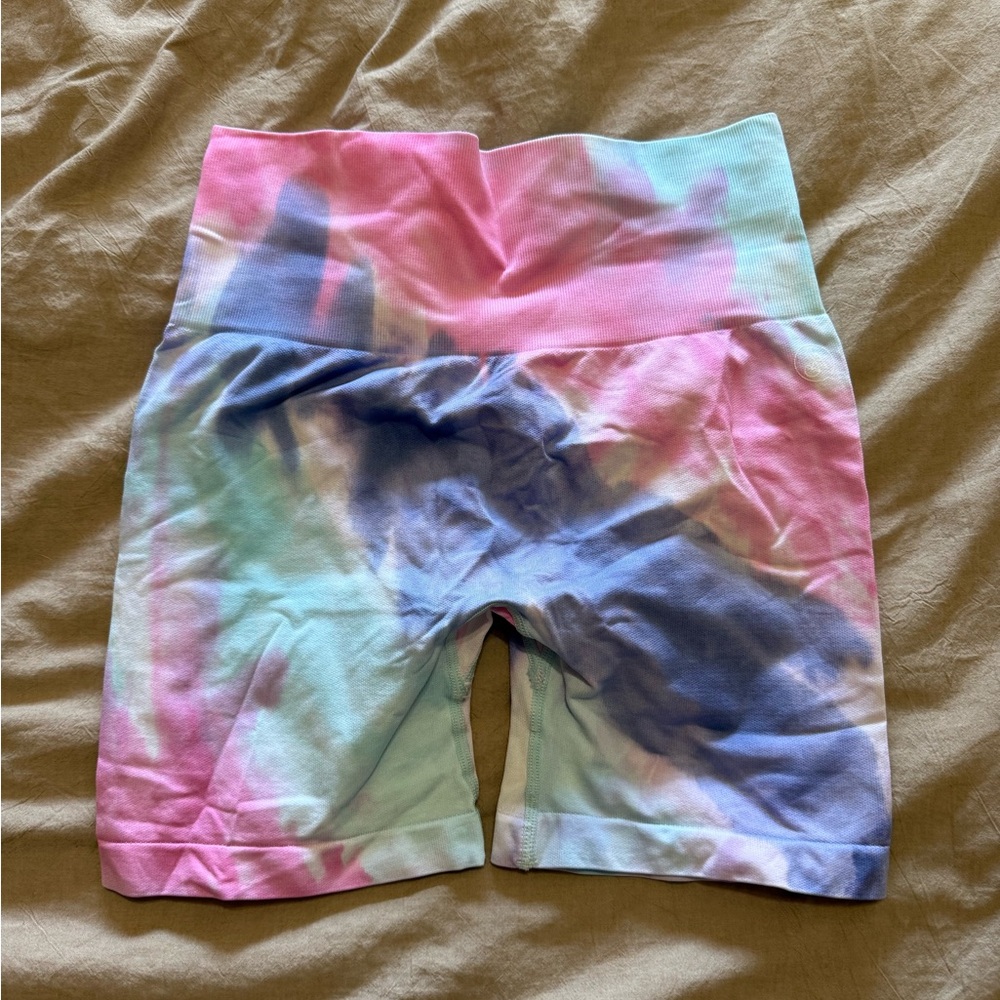 Tie-Dye Pastel High-Waist Bike Shorts
